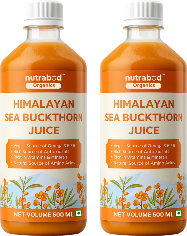 Nutrabud Sea Buckthorn Berry Juice - From Ladakh - Rich in Omega-3,6,7,9 & Vitamin-C(2 x 500 ml)