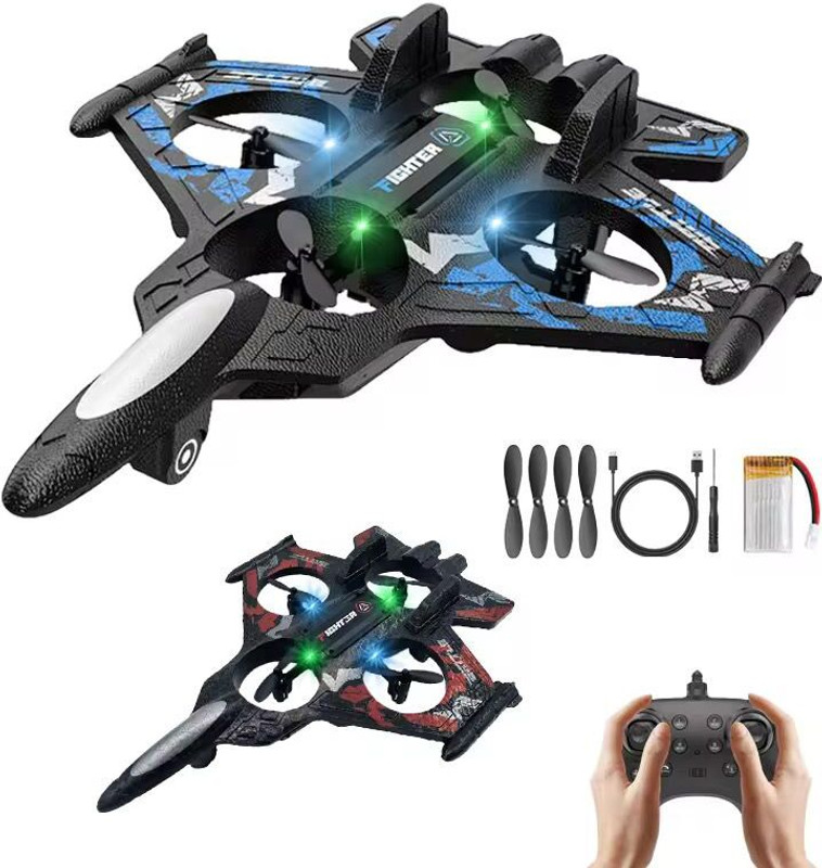 TECHPANDA RC Fighter Drone: 360° Stunts, One-Key Takeoff, LED Lights & Hover Mode. Drone