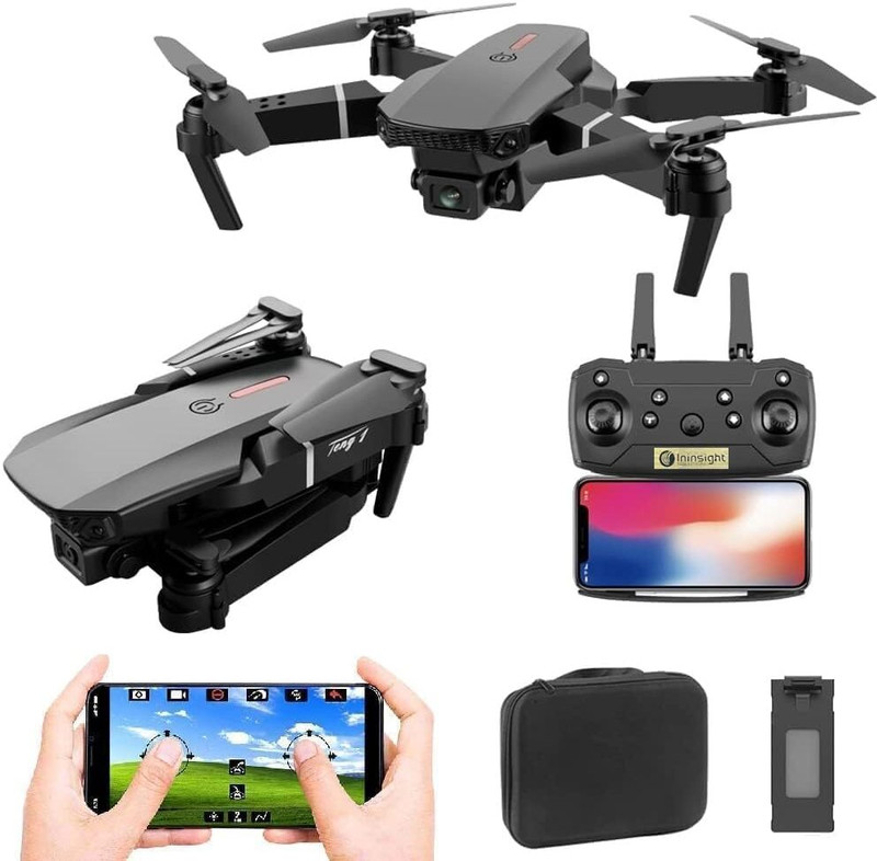 flytech E88 Pro Drone with 4K HD Camera, Foldable Design, FPV Video, 3D Flips, Gestures 2.4 GHz AM3 1 Core Processor Designed for Workstation(White)