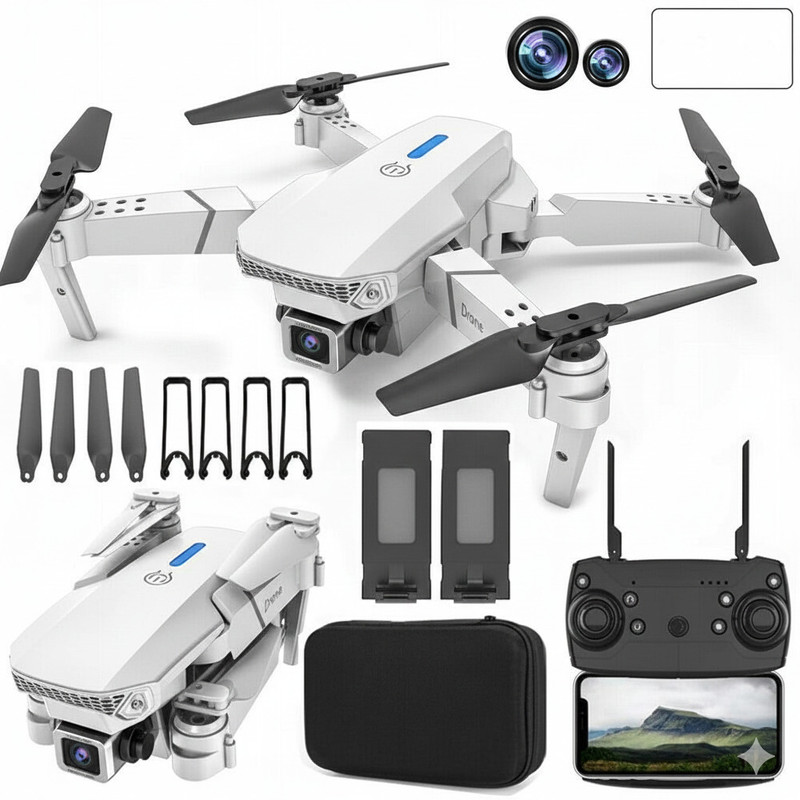 Kapi 4k dual camera mini drone E88 Pro Foldable WiFi with Position Locking Drone Drone - 69% off at DetectaDeal