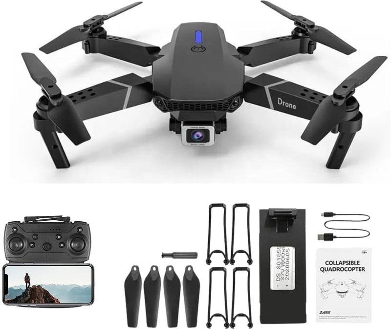 Dhruviyatik Drone with 4k Camera Foldable 1080P HD with Live Video, Drone - 1 Battery Drone