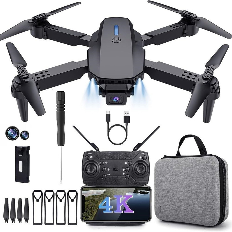 WALLINSTIK 4k dual camera drone E88 Pro Foldable-Quadcopter Long Battery Life-WIFI-Class Drone