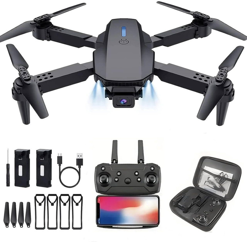 VISIONFLY E88 Pro 4K Drone with Wireless FPV, Speed Select Mode & Stable Hover Lock System 2.4 GHz AM4 4 Core Processor Designed for Workstation(Black)