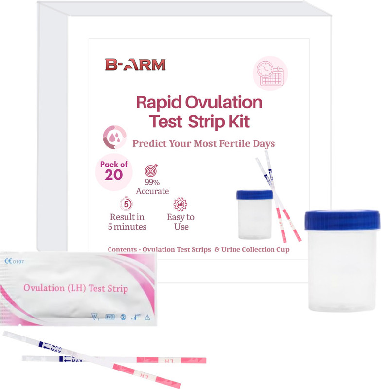 B-Arm Rapid Ovulation Test Strip Kit for Women with 10 Strips & 1 Reusable Container| Urine Drug Test