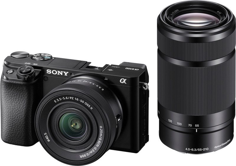 SONY ILCE-6100X Mirrorless Camera Body with with SELP16502 & SEL55210(Black)