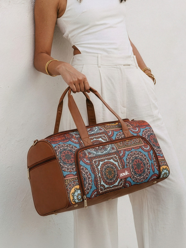 ZOUK Multicolor Mandala Print Weekender Duffel Bag Duffel Without Wheels