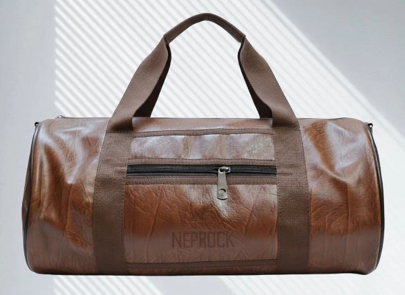 NEPROCK (Expandable) 20L Leather Gym Bag for Men & Women | Adjustable Shoulder| Unisex Gym Bag Gym Duffel Bag