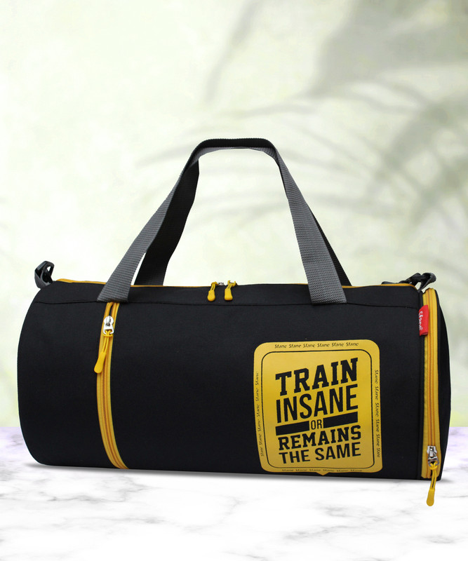 Worldstar Men & Women black Sports Duffel with Shoe Compartment & Detachable Belt Gym Duffel Bag