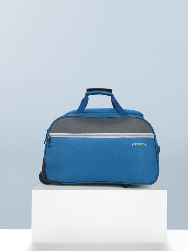ARISTOCRAT Enigma 52 CM Polyester Softsided Cabin size 2Wheels Duffle Trolley Wheels - Blue Duffel With Wheels (Strolley)