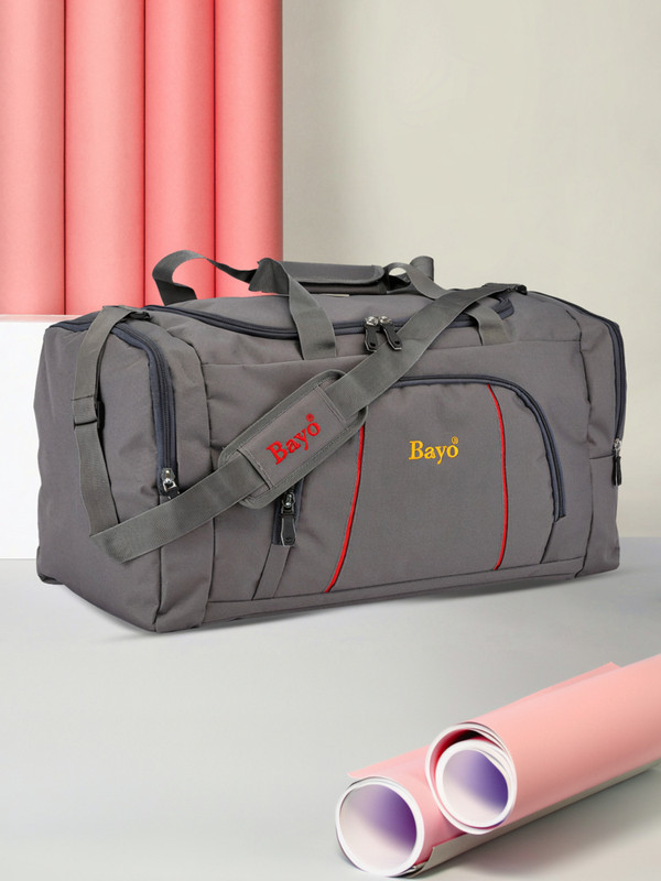bayo Grey & Red Combo of 2 pc 50 L 22×12 Inch Water Resistance Waterproof Long Travel Heavy Luggage Duffel Bag Duffel Without Wheels