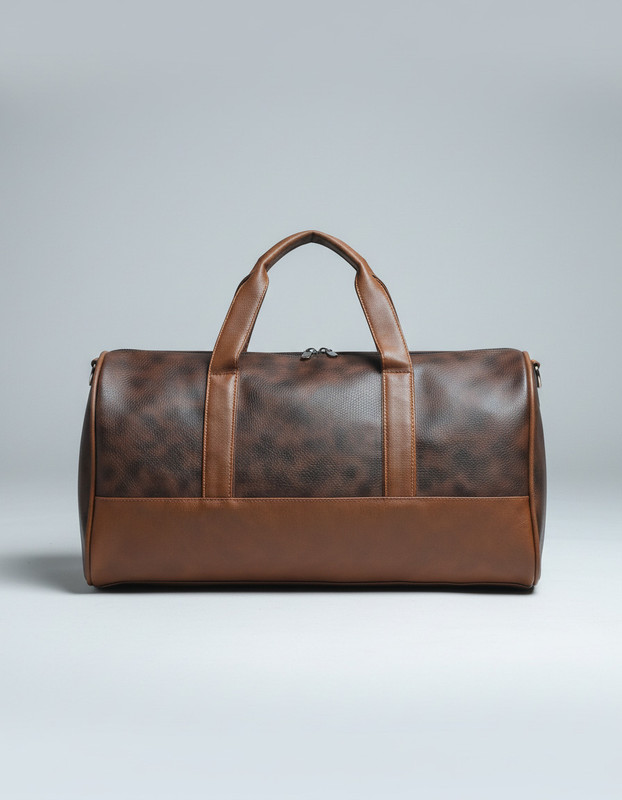 MEGABOND Brown Textured Leatherette Stylish & Spacious Weekender Duffle Bag Gym Duffel Bag
