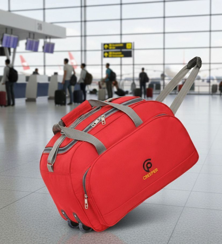 CREEPER (Expandable) Duffel Luggage Travel Bags WaterProof Polyster Light-Weight(Red-70L) Duffel With Wheels (Strolley)