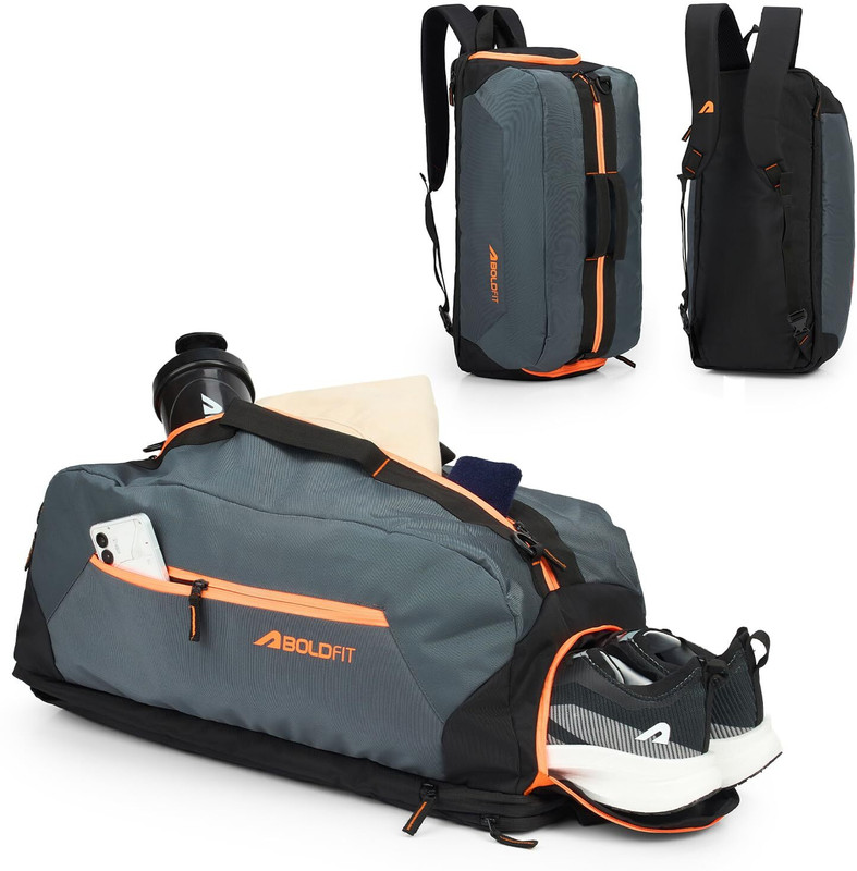 BOLDFIT Train Flex - Duffle with Backstrap,Shoe compartment, Dress compartment Gym Duffel Bag