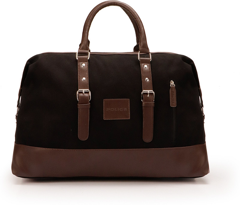Police Black And Brown Leather & Canvas Duffle Bag For Men And Women(Unisex) Gym Duffel Bag