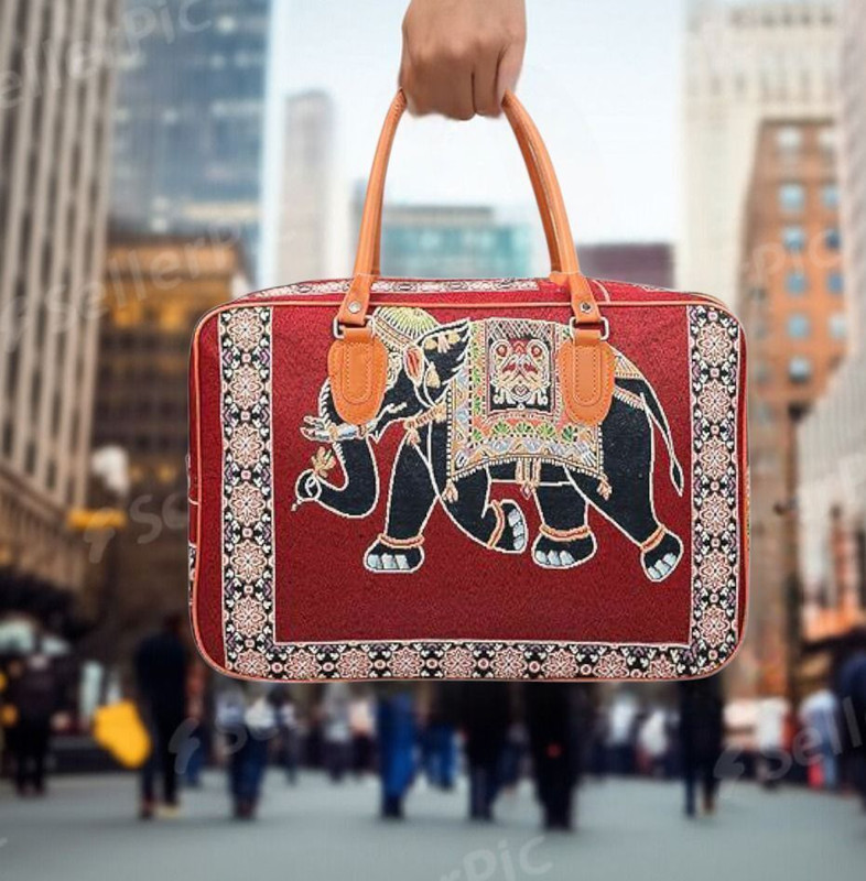 Babbotty Elephant Retro Print Canvas Travelling Duffle Bag 43cm Small Travel Bag Duffel Without Wheels