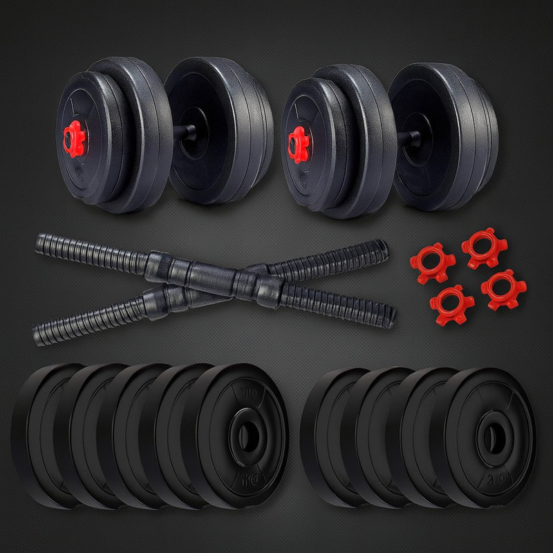 JASMINE FITNESS PVC 20KG Home Workout Weight Plate and Rod Set Adjustable Dumbbell(20 kg)
