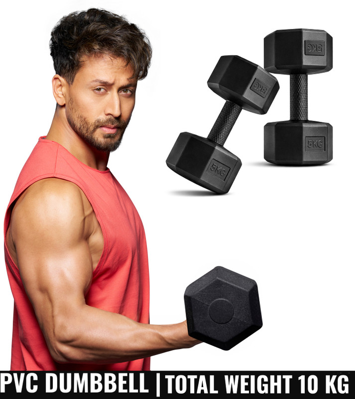 SLOVIC PVC Dumbbells Set for Home Gym | 5 Kg | Set of 2 | Fixed Weight Dumbbell(10 kg)