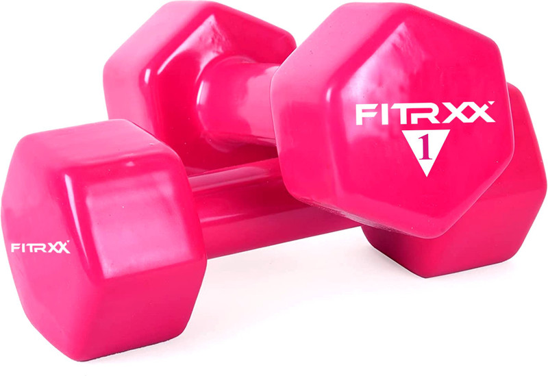 FITRXX Vinyl Dumbbell for Men & Women | Home and Gym Full Body Workout (Pack of 2) | Fixed Weight Dumbbell(1 kg)