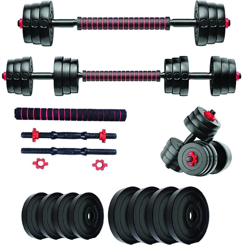 JASMINE 10kg PVC Dumbbells | 4x 2.5kg Plates, Rods & Connector Adjustable Dumbbell(10 kg)