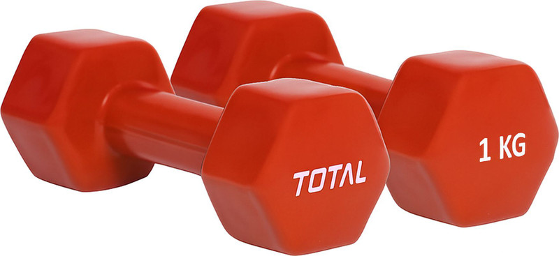 total sports and fitness Vinyl Dumbbell Set , 1 Kg Pair Vinyl Coated Non-Slip Weight Fixed Weigh Fixed Weight Dumbbell(2 kg)