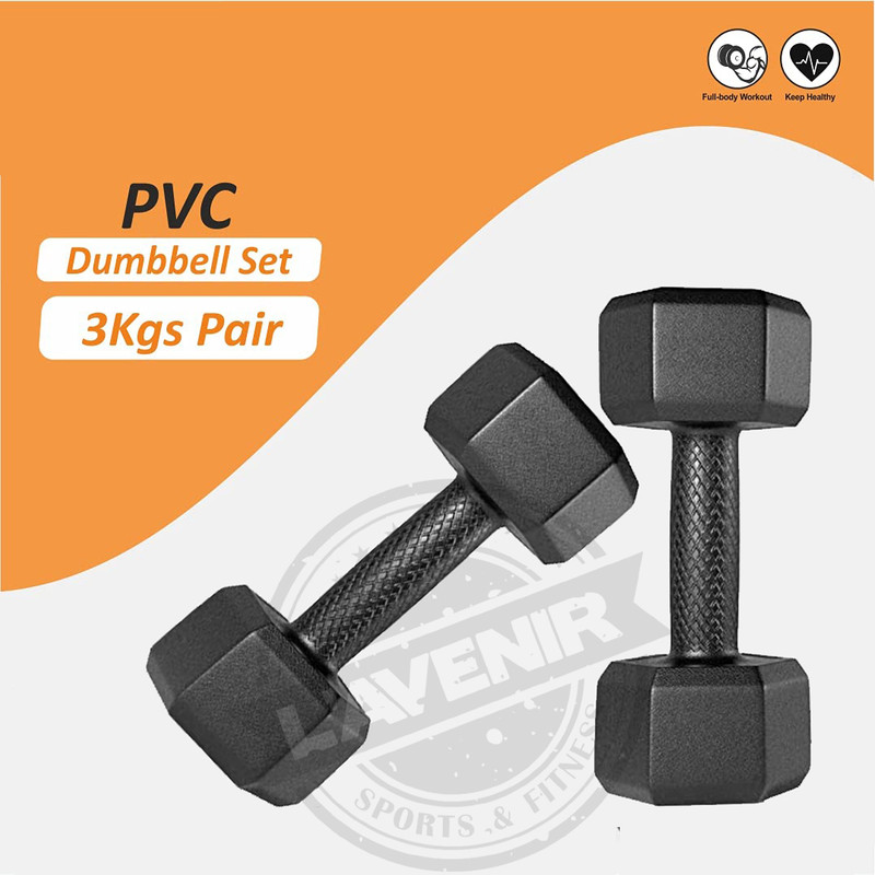 HouseOfCommon FITNESS 3kg PVC Dumbbell PAIR - BEST & ECONOMICAL in PRICE Fixed Weight Dumbbell(6 kg)