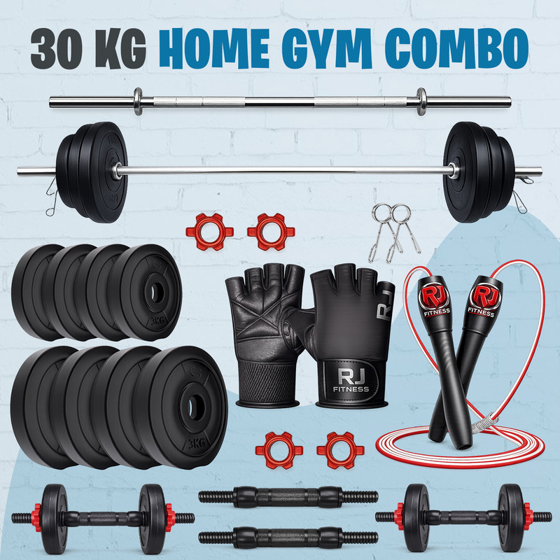 rj fitness 30kg-5kgx4/2.5kgx4 plates,3ft straight rod+dumbbell rods & accessories Adjustable Dumbbell(30 kg)