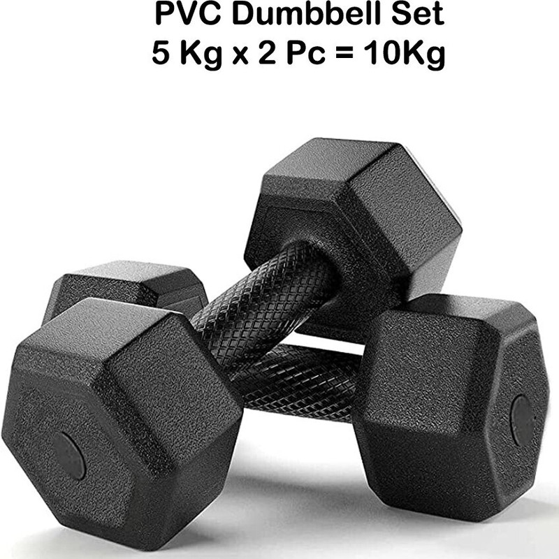 BMS Sports Black Hexa Dumbbells Set, Home Gym (10kg) Fixed Weight Dumbbell(10 kg)
