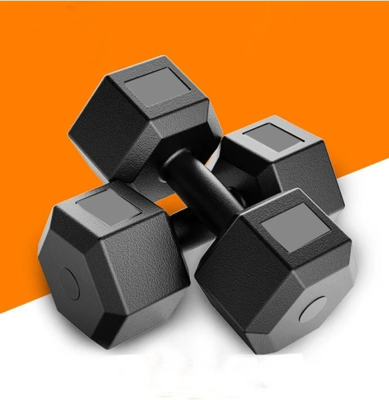 Dee Fit High quality 10kg PVC Hexagon Dumbbell set each Dumbbell is 5kg Fixed Weight Dumbbell(10 kg)
