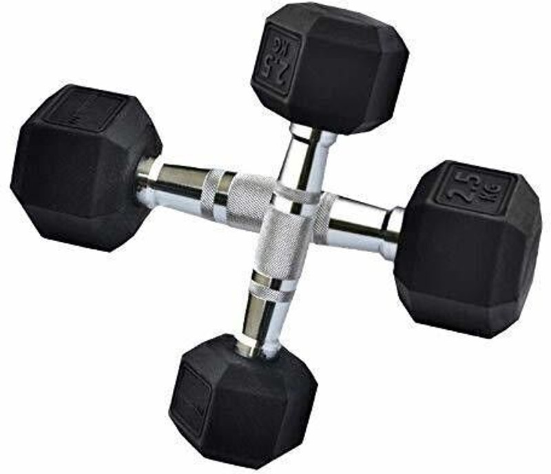 COUGAR Hexa Dumbbells, 2.5Kg Pair Rubber Coated Professional Hex Dumbbell Set Fixed Weight Dumbbell(2.5 kg)