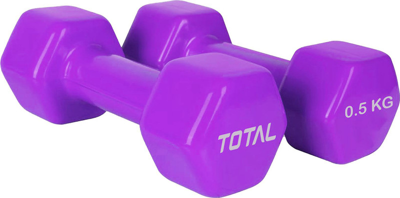 total sports and fitness Vinyl Dumbbell Set , 0.5 Kg Pair Vinyl Coated Non-Slip Weight Fixed Weigh Fixed Weight Dumbbell(1 kg)
