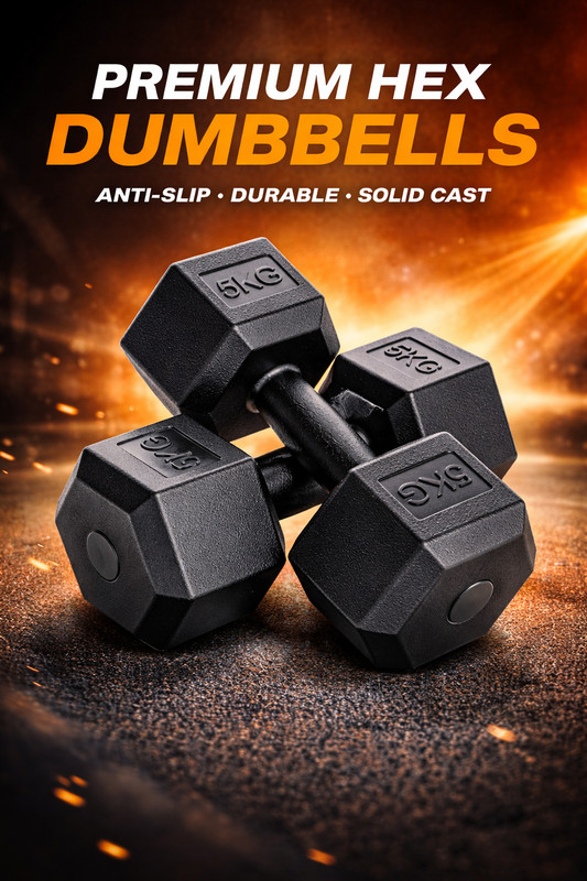 RANROX Pvc 10 Kg Fixed Dumbbells Set For Full Body Workout (Set Of 2, 5 Kg) Black Fixed Weight Dumbbell(10 kg)
