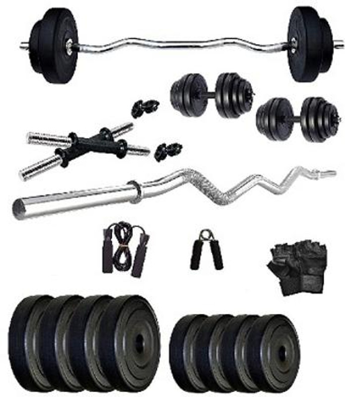 SHIVAM SPORTS 20 kg 18kgWeight Plate Standard Set for 3 Ft curl Bars Strength Training home gym Home Gym Combo