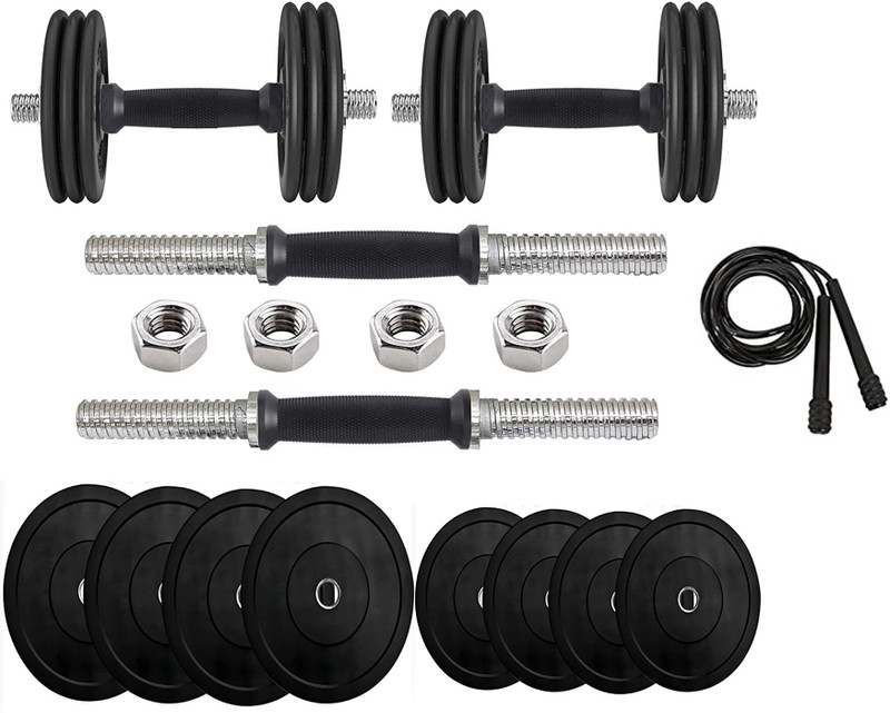 YMD Home Gym Set, Rubber Dumbbell Set, Rubber Dumbbell Plates 3KG X 4PC With Clamp Adjustable Dumbbell(12 kg)
