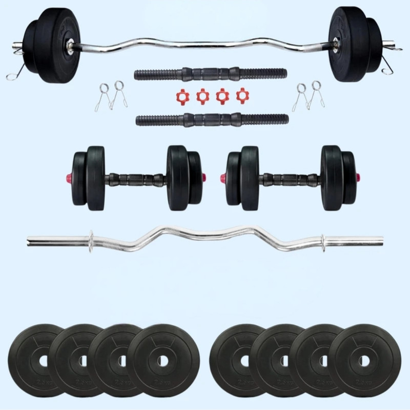 REGEL X 20kg pvc dumble set 3ft curl rod Adjustable Dumbbell(20 kg)