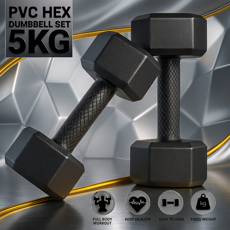 RANROX PVC Set 5KG X 2 PCS, 1 Pair Fixed Weight Dumbbell(10 kg)