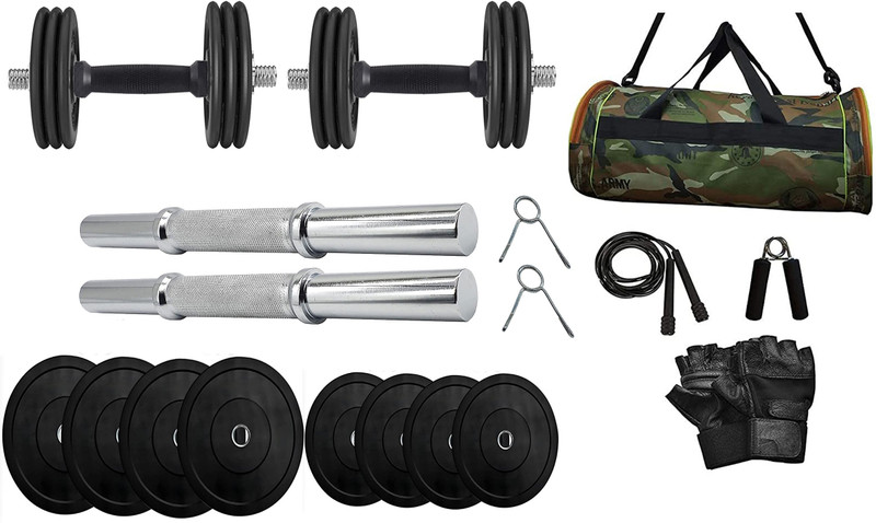 YMD Home Gym Set Rubber Dumbbell Set Rubber Dumbbell Plates 3KGx4 1KGx4, Solid Rod Adjustable Dumbbell(16 kg)