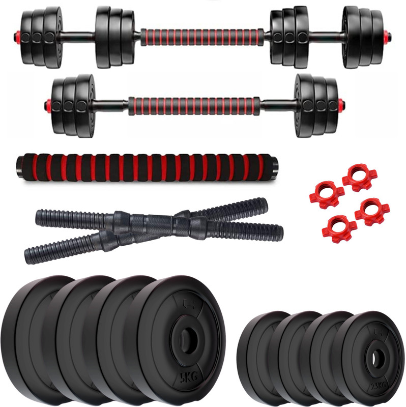 KRX 3 in 1 Convertible 30 Kg PVC Adjustable Dumbbell(30 kg)