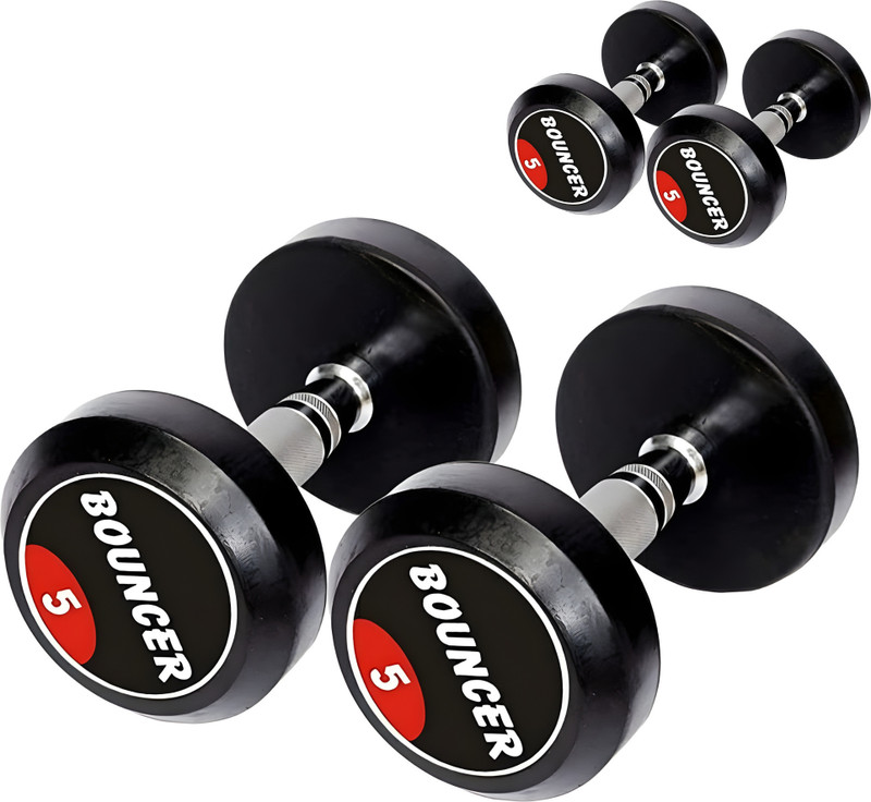 FITRXX Bouncer Dumbbells (10 kg X 2) 20 kg Set, Fitness Heavy Duty Solid Fixed Fixed Weight Dumbbell(10 kg)