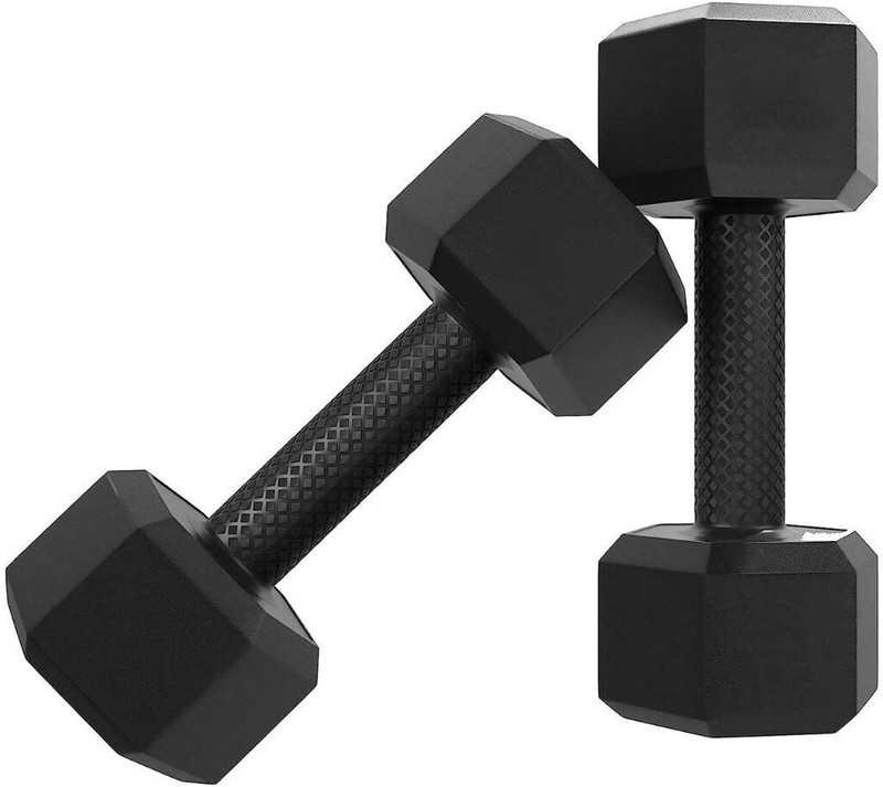 ABB INITIO GYM PVC Dumbbell Set 2KG X 2 PCS, 1 Pair Dumbbells, Hex Dumbbells, Home Gym Fixed Weight Dumbbell(2 kg)