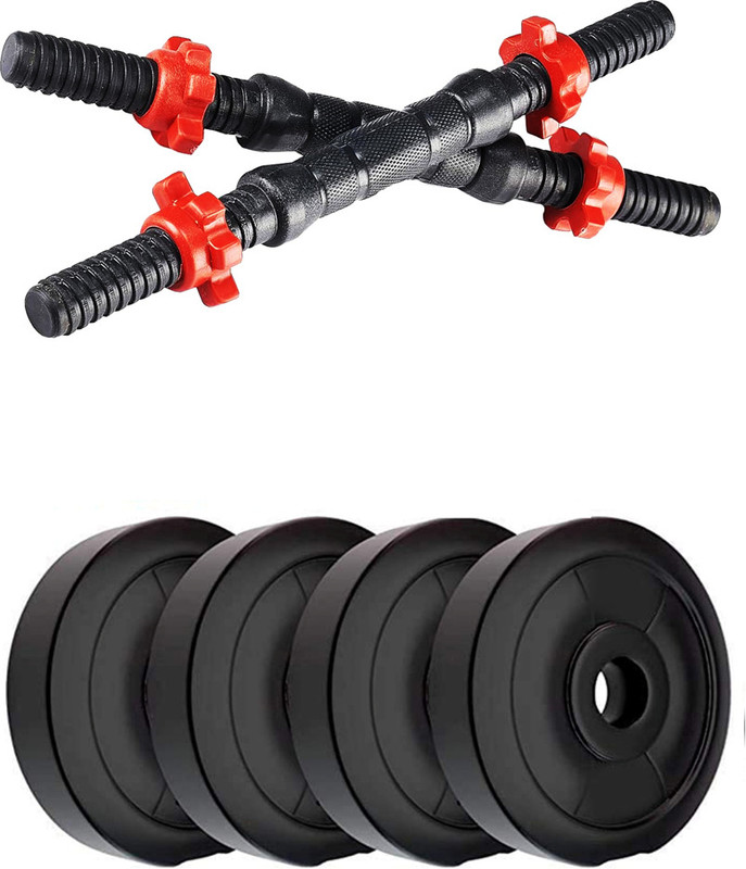 DreamFit PVC Adjustable Dumbbells Set with black dumbbell rods and 10kg PVC weight Adjustable Dumbbell(10 kg)