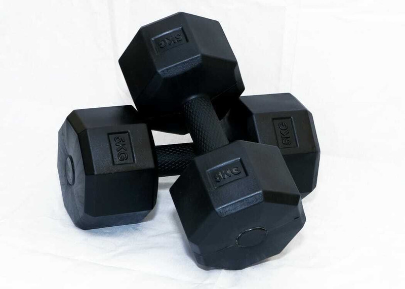 KSP LITE Plastic Hex-Dumbells pair 5KG each Fixed Weight Dumbbell(10 kg)