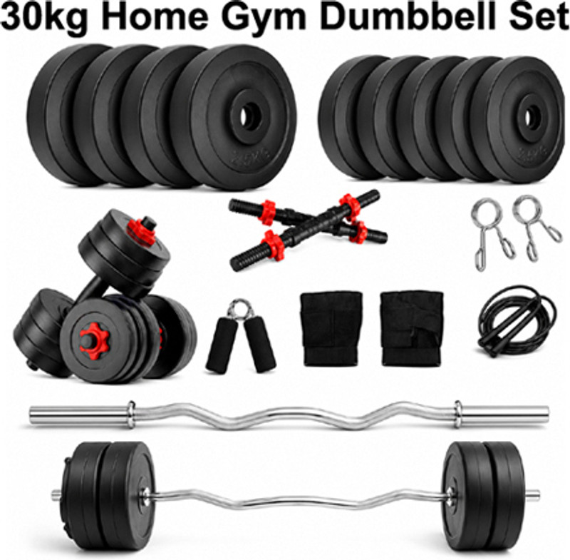 DCS Pro FITNESS 30kg Dumbbell Set + Fitness Accessories & 3ft BARBELL Adjustable Dumbbell(30 kg)