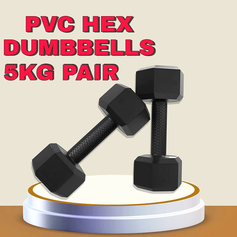 DOZER PVC Dumbbell SetPair Dumbbells, Hex Dumbbells, Home Gym 5KGS X 2PCS 10kg F Fixed Weight Dumbbell(10 kg)