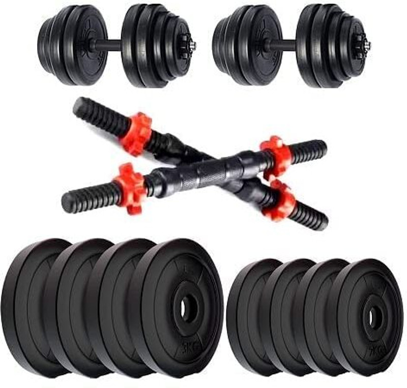 JASMINE Home Gym 20kg PVC Dumbbell Set | 3kg x4 | 2kg x4 | Rods Adjustable Dumbbell(20 kg)