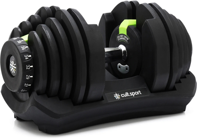Cult 40 kg Compact Adjustable Dumbbell (5kg to 40kg), Easy Weight Change: 17-in-1 Adjustable Dumbbell(40 kg)
