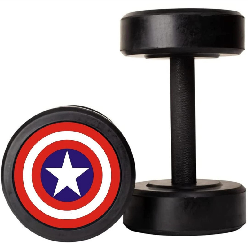 HACKERX Pair of 2.5Kg (2.5Kg X 2) Captain America Rubber Dumbbell Fixed Weight Dumbbell(5 kg)