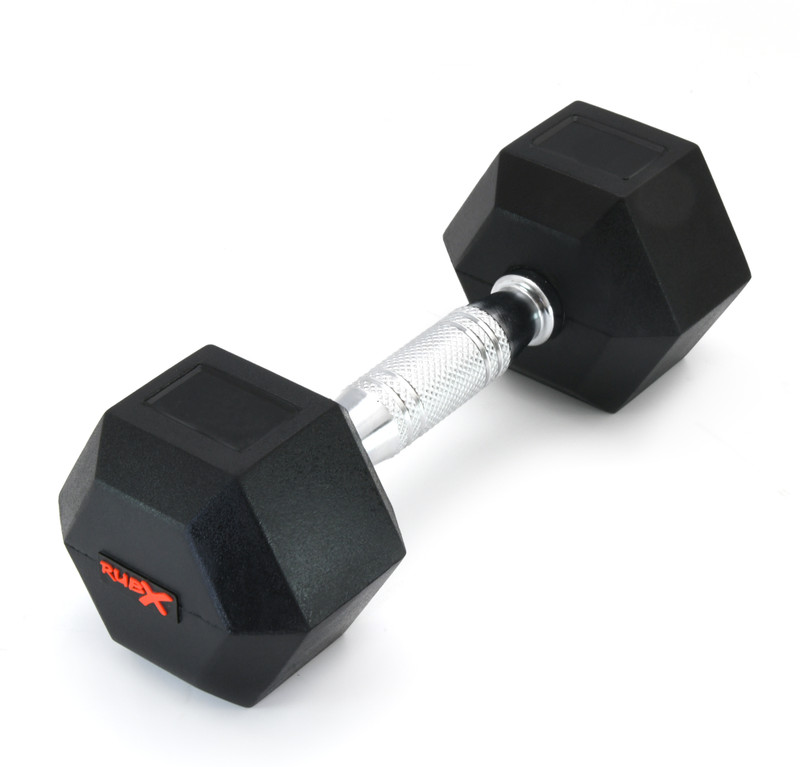 RUBX Rubber Encased Solid Hex Dumbbell Single Piece (3 KG SINGLE PIECE) Fixed Weight Dumbbell(3 kg)