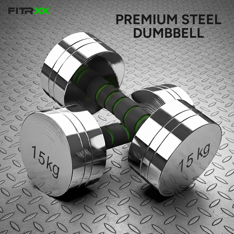 FITRXX 15kgx2 Piece Steel Dumbbell Set, Home Gym Set Adjustable Dumbbell(30 kg)