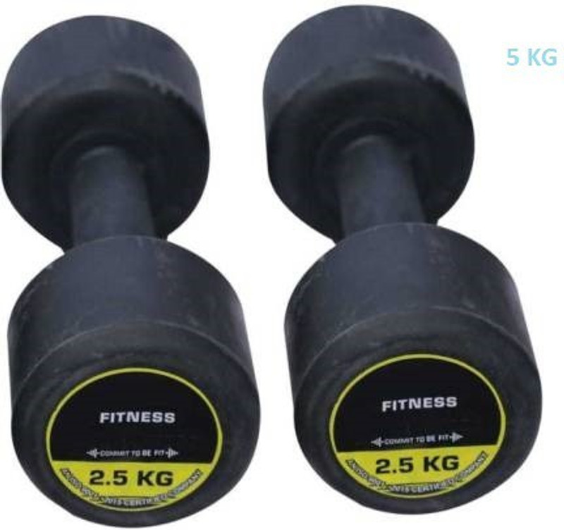 GYM KART (5Kg X 2 Pc) Premium Quality Jumbo Rubber Dumbbell Fixed Weight Dumbbell(10 kg)