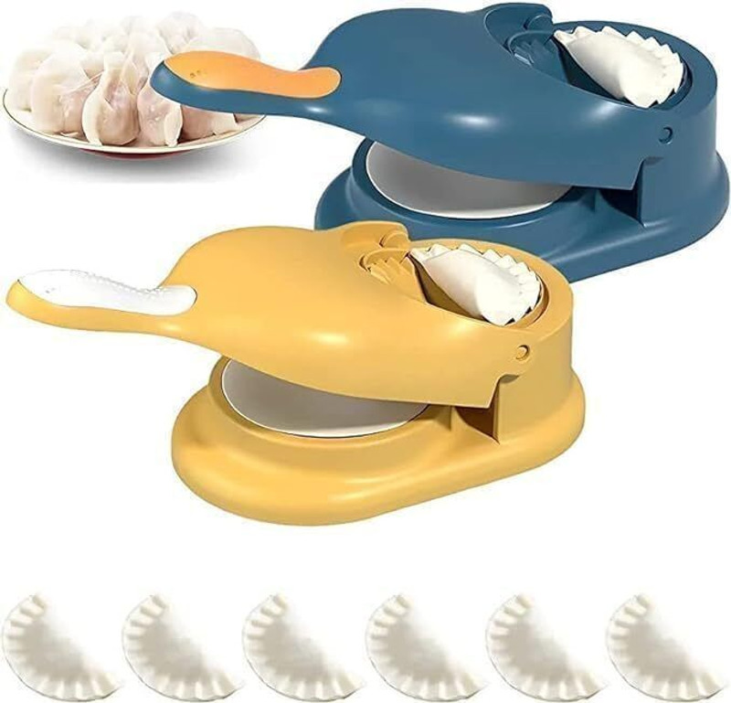 Trivha Enterprise Dumpling Press(Plastic 2-in-1 Momos Dumpling Maker Gujiya-Ghughra and Puri Mould Kitchen Tool, Multicolor)